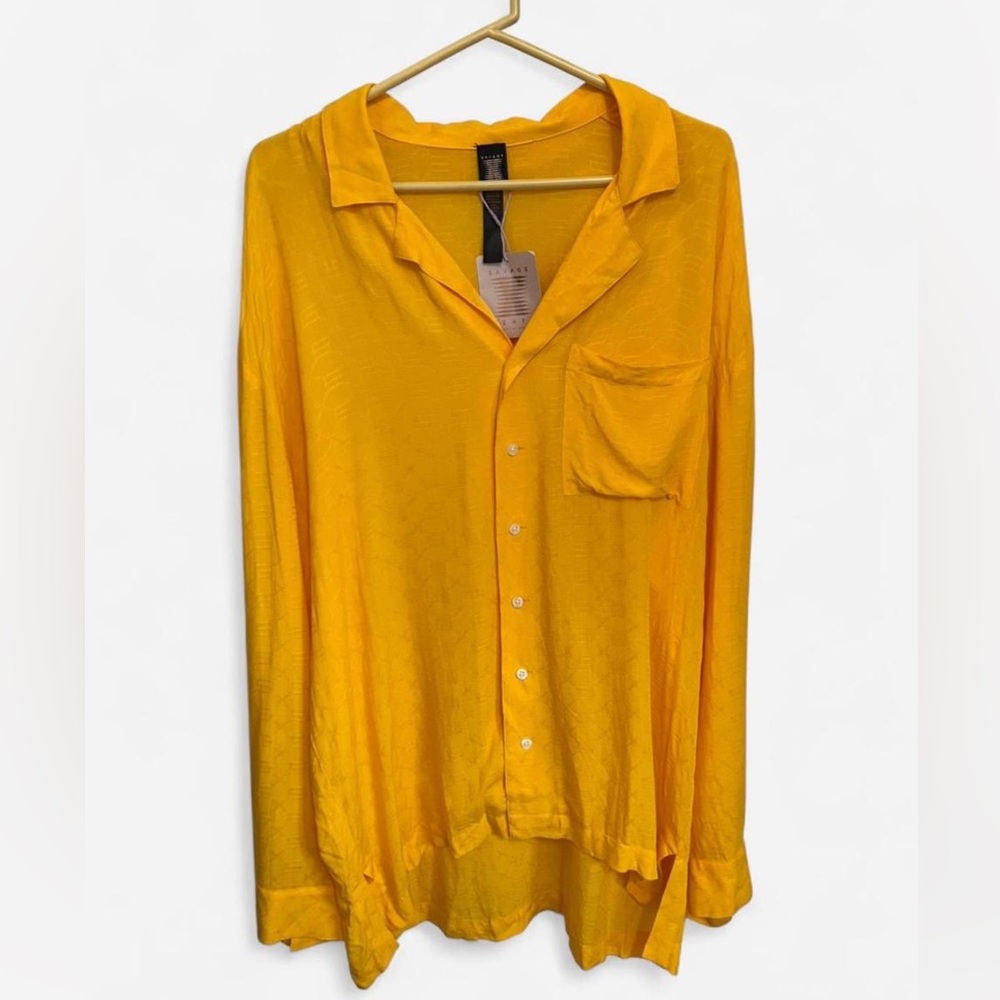 Savage x Fenty Monogram Voile Sleep Shirt Yellow Honeycomb Size M